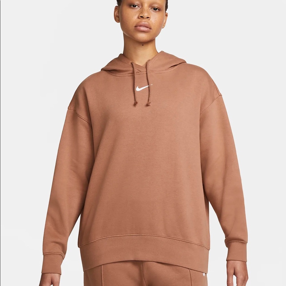 Nike Sportswear Collection Essentials Oversized Fleece Hoodie-Mineral Clay/White